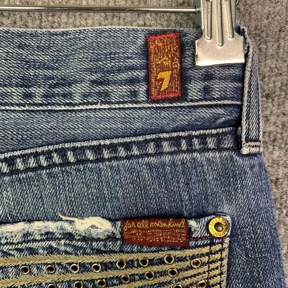 7‎ For All Mankind Dojo Jean Size 28 Flare Denim Low Rise Y2K Womens - Picture 7 of 10